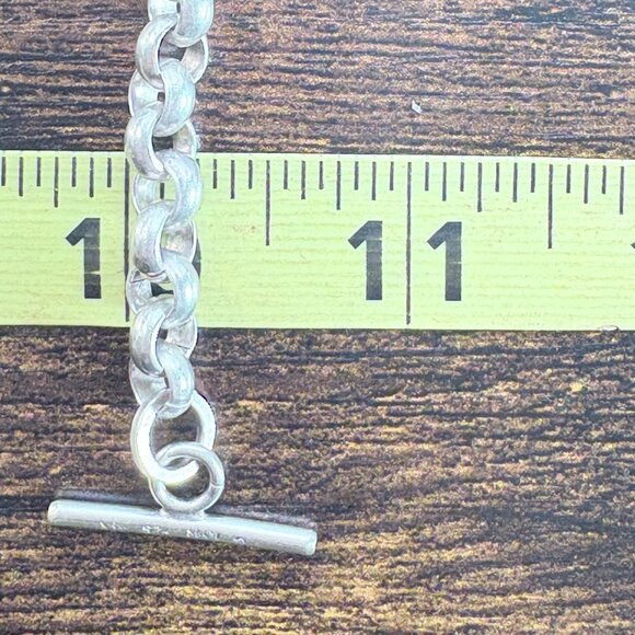 VTG Sterling Silver 925 Amethyst Round Link Bracelet Toggle Clasp Size 8" Length - Picture 11 of 12